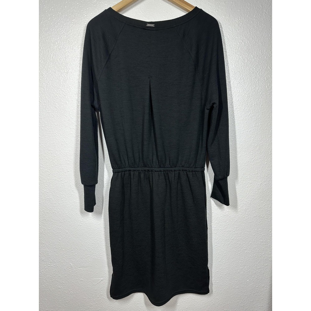 prAna Dress Womens Medium Black Knit Drawstring Waist 3/4 Sleeve Casual Tunic
